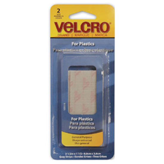 VELCRO STRIP STICKY BACK GRAY 1.5" X 3.5" 2 PACK