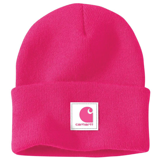 CARHARTT PINK GLOW KNIT BEANIE W/ WHITE RUBBER PATCH ONE SIZE