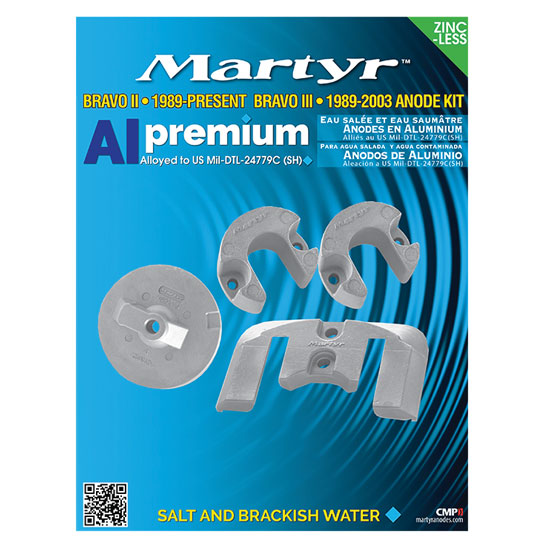 MARTYR&TRADE; MERCURY BRAVO II 1989-PRESENT & BRAVO III 1989-2003 ANODE KIT