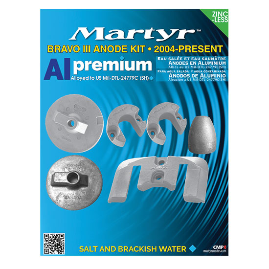 MARTYR&TRADE; MERCURY BRAVO III 2004-PRESENT ANODE KIT