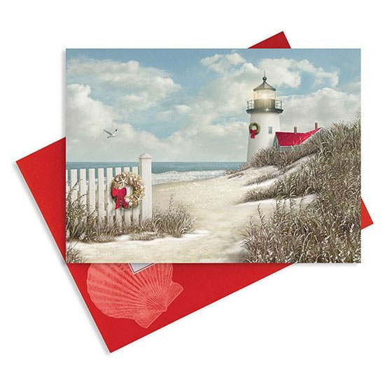 PEACEFUL SHORE EMBELLISHED CHRISTMAS CARDS 16 COUNT WITH ENVELOPES