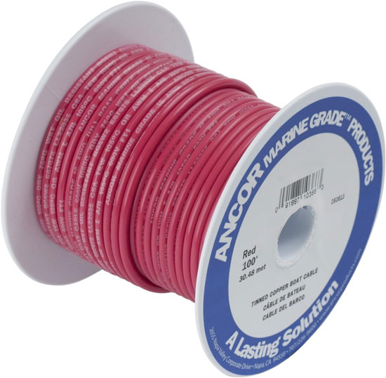 ANCOR 118510 BATTERY CABLE 3/0 RED TINNED (100'/SPOOL)