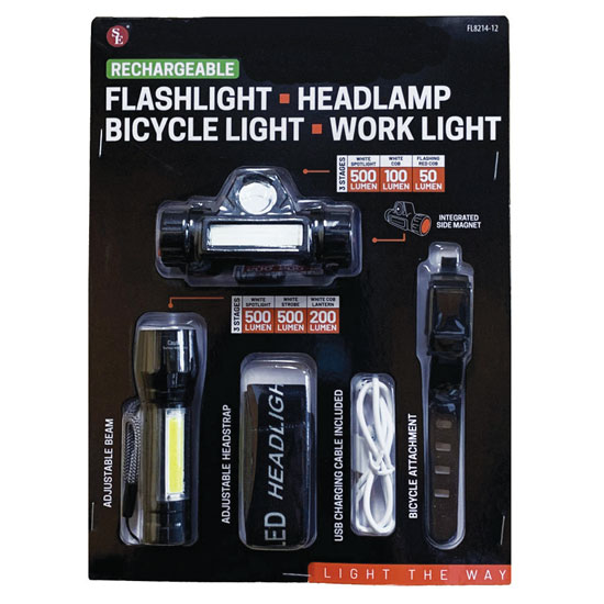 SONA ENTERPRISES 3-IN-1 RECHARGEABLE HEADLAMP, BIKE LIGHT & WORKLIGHT