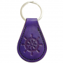 HANDMADE LEATHER KEYCHAIN SHIP WHEEL DESIGN PURPLE