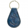 HANDMADE LEATHER KEYCHAIN ANCHOR DESIGN NAVY BLUE