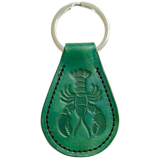 HANDMADE LEATHER KEYCHAIN LOBSTER DESIGN GREEN