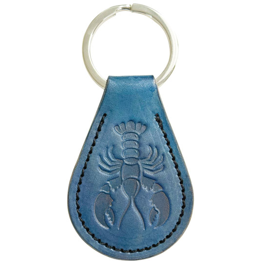 HANDMADE LOBSTER LEATHER KEYCHAIN LOBSTER DESIGN NAVY BLUE