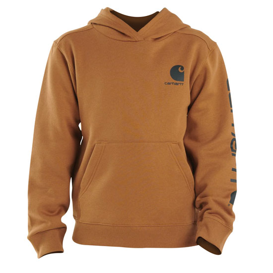 CARHARTT BOYS' HOODED BROWN SWEATSHIRT