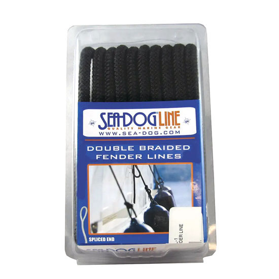 SEA DOG DOUBLE BRAID FENDER LINE 1/4" X 6' BLACK PAIR
