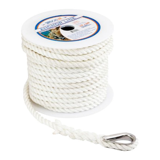 SEA DOG TWISTED 3-STRAND NYLON ANCHOR LINE 5/8" X 200' WHITE