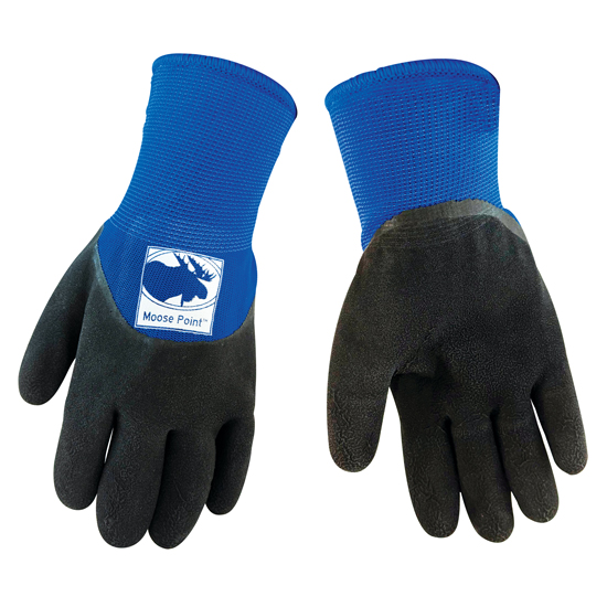 MOOSE POINT BLUE WINTER GLOVES WITH LATEX GRIP & FLEECE LINER MEDIUM