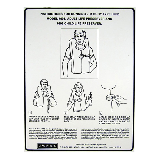 JIM-BUOY&REG; CAL-JUNE PLAQUE DONNING TYPE I PFD