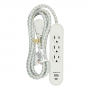 3 OUTLET WHITE POWER CORD W/ USB PORTS 6'