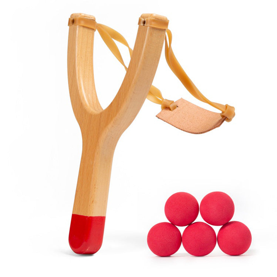 KIKKERLAND&REG HUCKLEBERRY SLINGSHOT W/ 5 SAFE FOAM BALLS