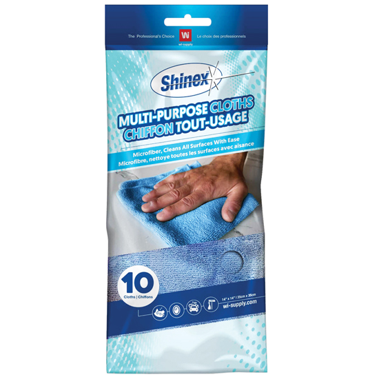 SHINEX&TRADE; 14" 260 GSM MICROFIBER MULTI-PURPOSE CLOTH 10 PACK