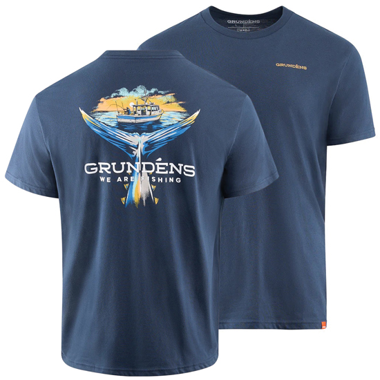 GRUNDENS NAVY TUNA TAILSCAPE SS T-SHIRT