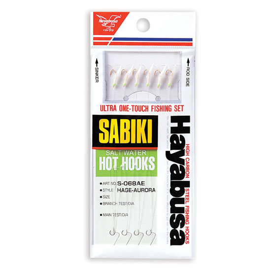 HAYABUSA SABIKI HAGE FISH SKIN AURORA FINISH SIZE 6 HOOK RIG