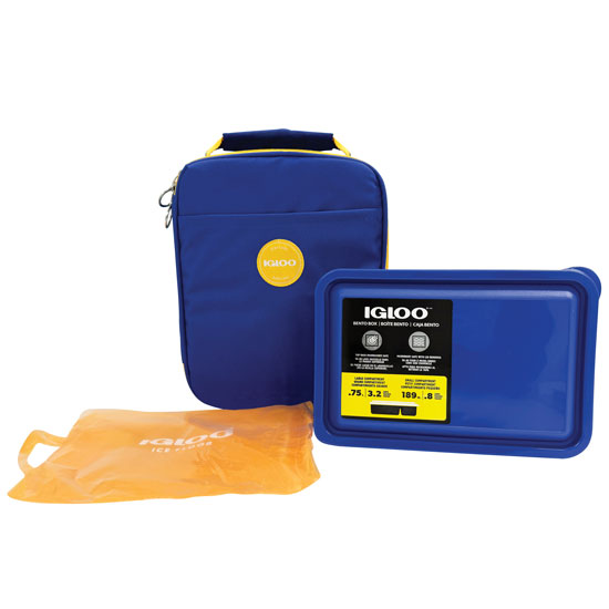 IGLOO&REG ELECTRIC INDIGO VERTICAL LUNCH BOX W/ BENTO BOX & ICE FLOOR
