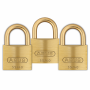 ABUS LOCK MARINE BRASS PADLOCK 1.5" BRASS SHACKLE KEYED ALIKE 3-PACK