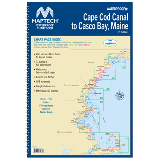 MAPTECH&REG CAPE COD CANAL TO CASCO BAY WATERPROOF CHARTBOOK
