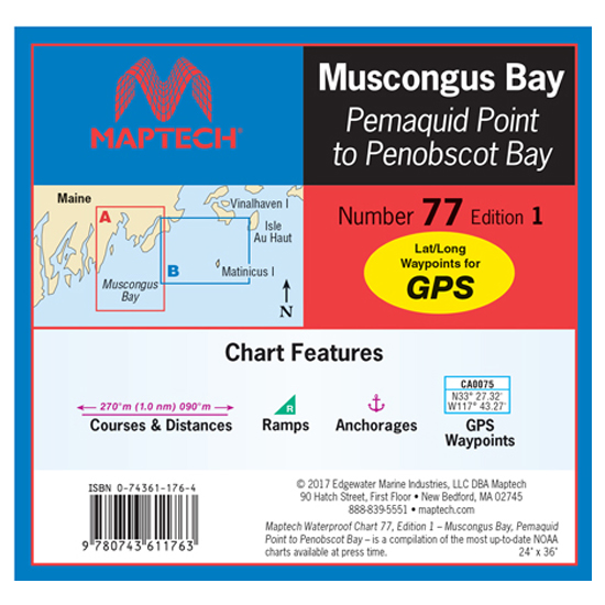 MAPTECH&REG PEMAQUID POINT TO PENOBSCOT BAY WATERPROOF CHART