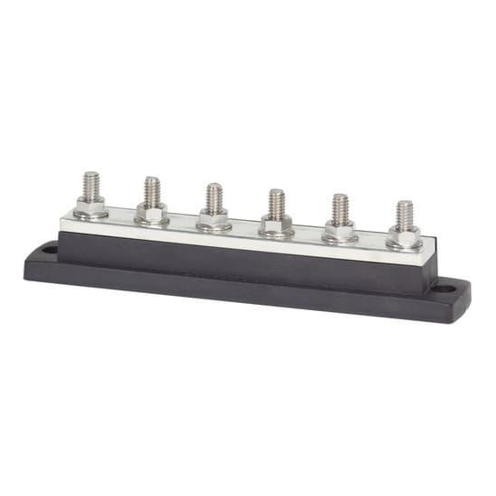 BLUE SEA&TRADE; MAXI BUSS 250A SIX TERMINAL STUDS 5/16"-18 STUD BUSBAR