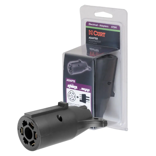 CURT ELECTRICAL ADAPTER 7-WAY RV BLADE VEHICLE TO 4-FLAT TRAILER