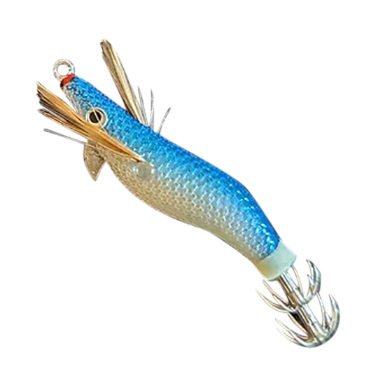 SEA WOLFE TACKLE BLUE SPARKLE SQUID JIG 4"