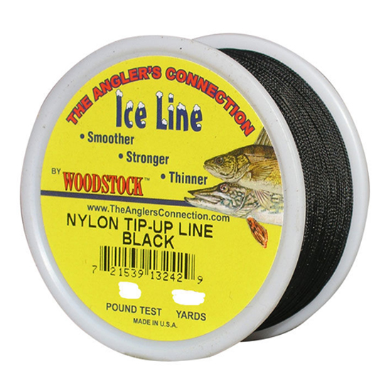 WOODSTOCK ICE LINE BLACK NYLON TIP UP LINE 30 LB 25 YARDS