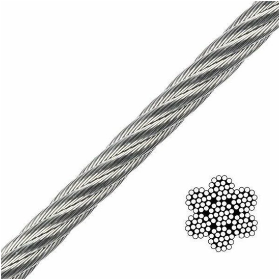 WIRE ROPE STAINLESS STEEL 6 X 25 STRANDS 1/2" DIAMETER (BY/FOOT)