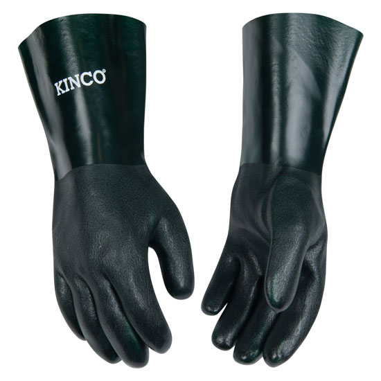KINCO&REG 14" SANDY FINISH PVC CHEMICAL-RESISTANT GLOVES W/ GAUNTLET LARGE