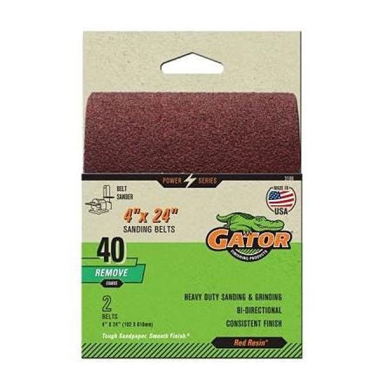 GATOR 4" X 24" 40-GRIT BI-DIRECTIONAL SANDING BELT SHEET 2 PACK