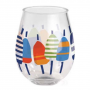 MERRITT NAUTICAL BUOYS 15 OZ STEMLESS WINE GLASS