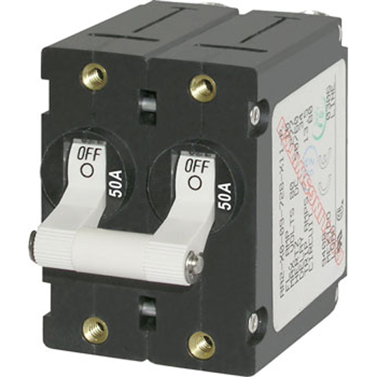 BLUE SEA 7238 A-SERIES WHITE TOGGLE CIRCUIT BREAKER DOUBLE POLE 30A
