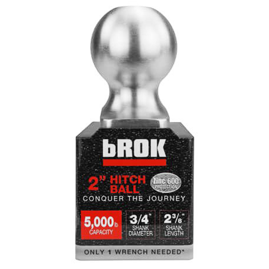 BROK HEAVY DUTY ZINC 2" X 3/4" X 2-3/8" 5,000LB HITCH BALL