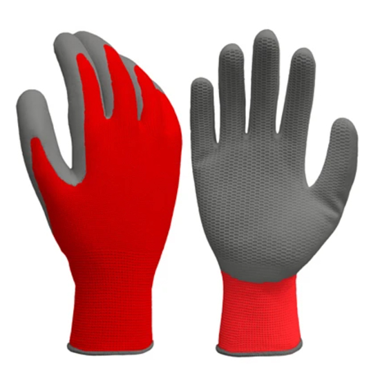 GREASE MONKEY RED HONEYCOMB GRIP LATEX PALM WORK GLOVES MEDIUM