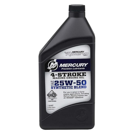 MERCURY RACING 25W-50 4-STROKE SYNTHETIC BLEND MARINE ENGINE OIL QT