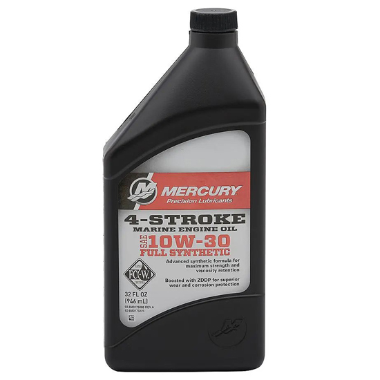 MERCURY 10W-30 4-STROKE FULL SYNTHETIC MARINE ENGINE OIL QT