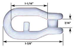 SHACKLE PLASTIC HD W/PIP 1 1/16"L X 7/16"W AT PIN