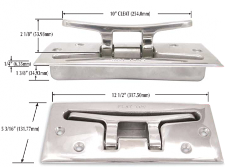 CLEAT FOLD DOWN 10" S/S HEAVY DUTY