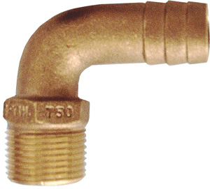 GROCO ADAPTER 90 DEGREE PIPE TO HOSE BRONZE 1.125" Hose Barb X 1.25" NPT