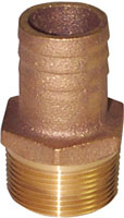 GROCO ADAPTER STRAIGHT PIPE TO HOSE BRONZE 1.125" HOSE X 1.25" NPT