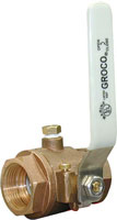 GROCO BALL VALVE FULL FLOW INLINE WITH PLUG BRONZE 1.50"