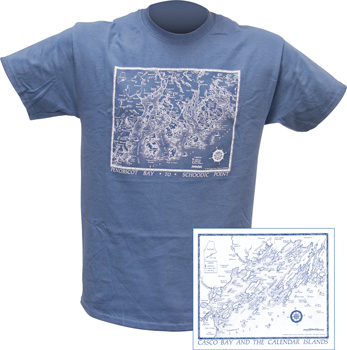 TEE SHIRT ASSORTED COLORS CASCO BAY & ISLANDS  X-LARGE