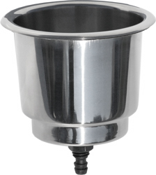 DRINK HOLDER W/DRAIN PLUG S/S FITS 3.5" HOLE