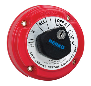 PERKO DUAL BATTERY SELECTOR SWITCH WITH KEY LOCK (OFF/LOCK-1-ALL-2)