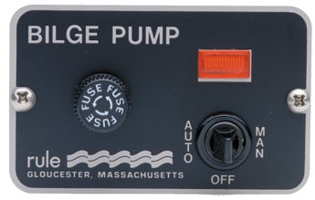 RULE BILGE PUMP DELUXE 3 WAY LIT PANEL SWITCH 12 VOLT WITH FUSE HOLDER