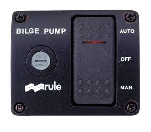 RULE BILGE PUMP DELUXE ROCKER PANEL LIT SWITCH PLASTIC 12 VOLT 20 AMP