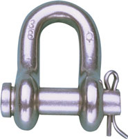 SUNCOR SHACKLE STRAIGHT D STYLE ROUND PIN 316 STAINLESS STEEL 1/4"