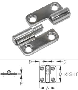 SEA DOG HINGE TAKE APART RIGHT 304 STAINLESS STEEL 1-1/2" X 1-1/2" EACH